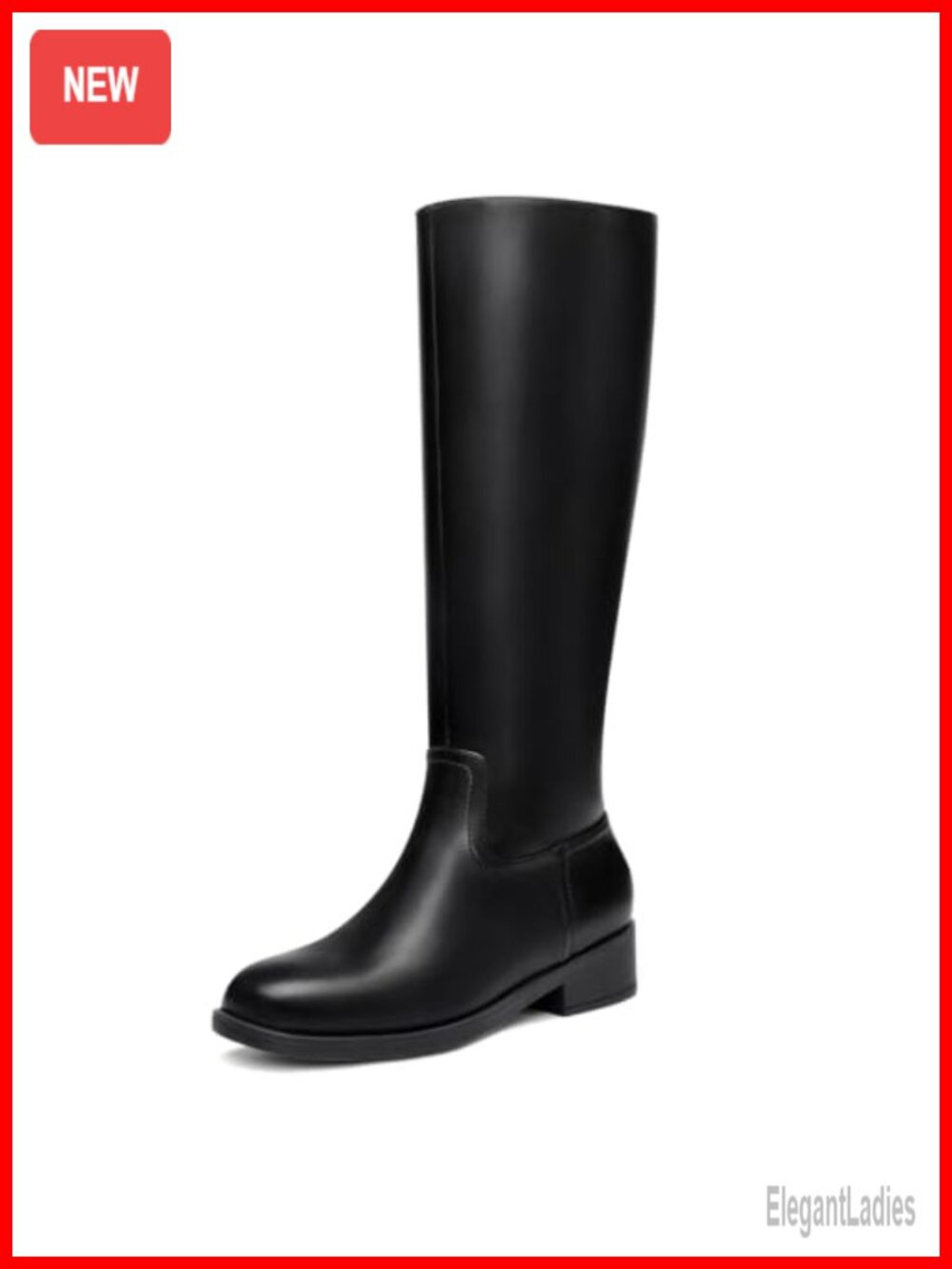Knee High Boots Women Flat Tall Square Toe Faux Leather Side Zipper Fall